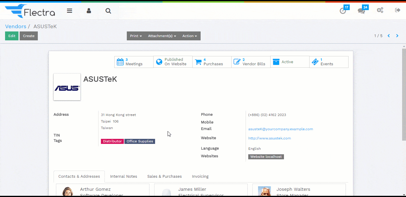 Flectra image and text block